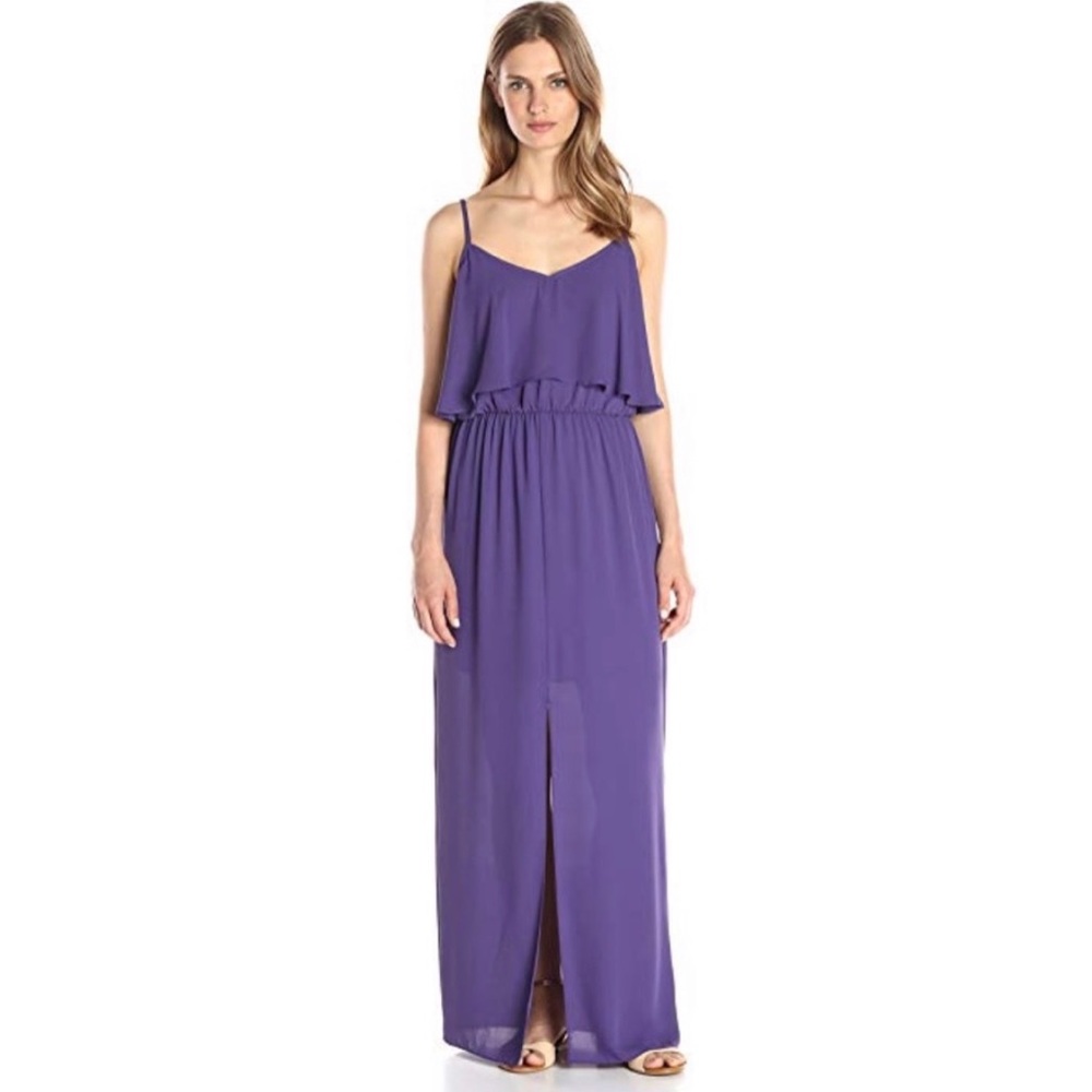 Lark & Ro Purple Tiered Ruffle Maxi Dress Small